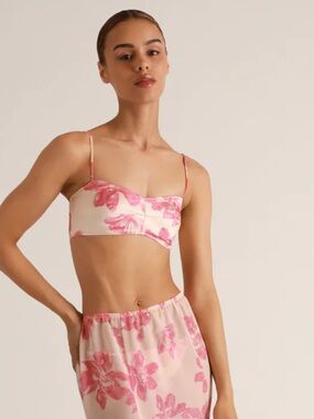 NWT Kiki de Montparnasse Papillon Et Orchidee Silk Bandeau Bra Top